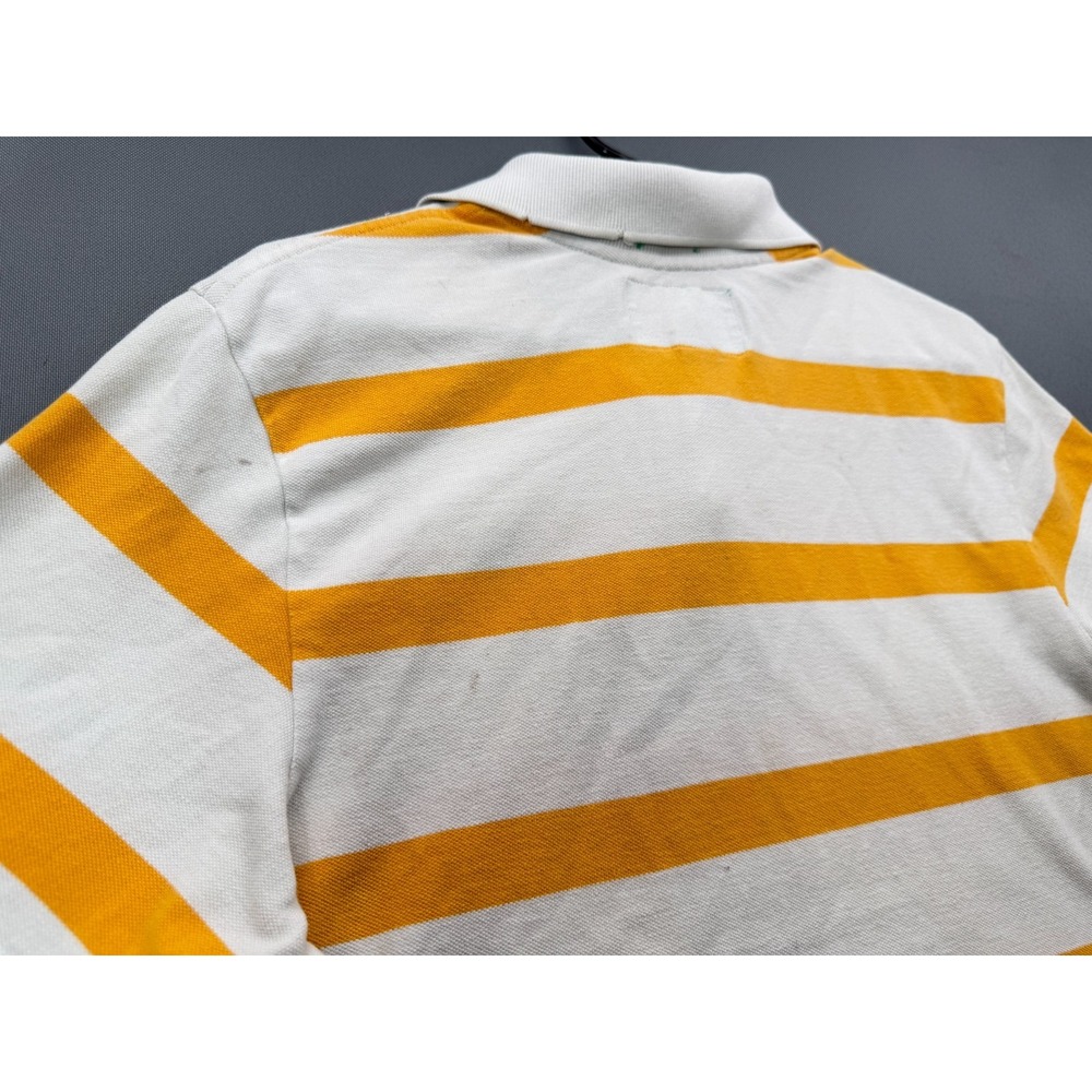 Abercrombie & Fitch Vintage Polo Shirt White Yellow Striped Muscle Fit | Mens XL - Picture 9 of 9